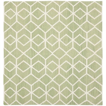 Safavieh Dhurries Hand Woven Flat Weave Square Rug- Sage - Ivory- 6 x 6 ft. DHU560B-6SQ
